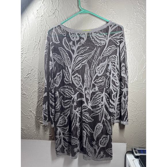 Sigrid Olson Black Silver Print Pullover Blouse Top Boho Hippie Size Medium - Picture 1 of 5